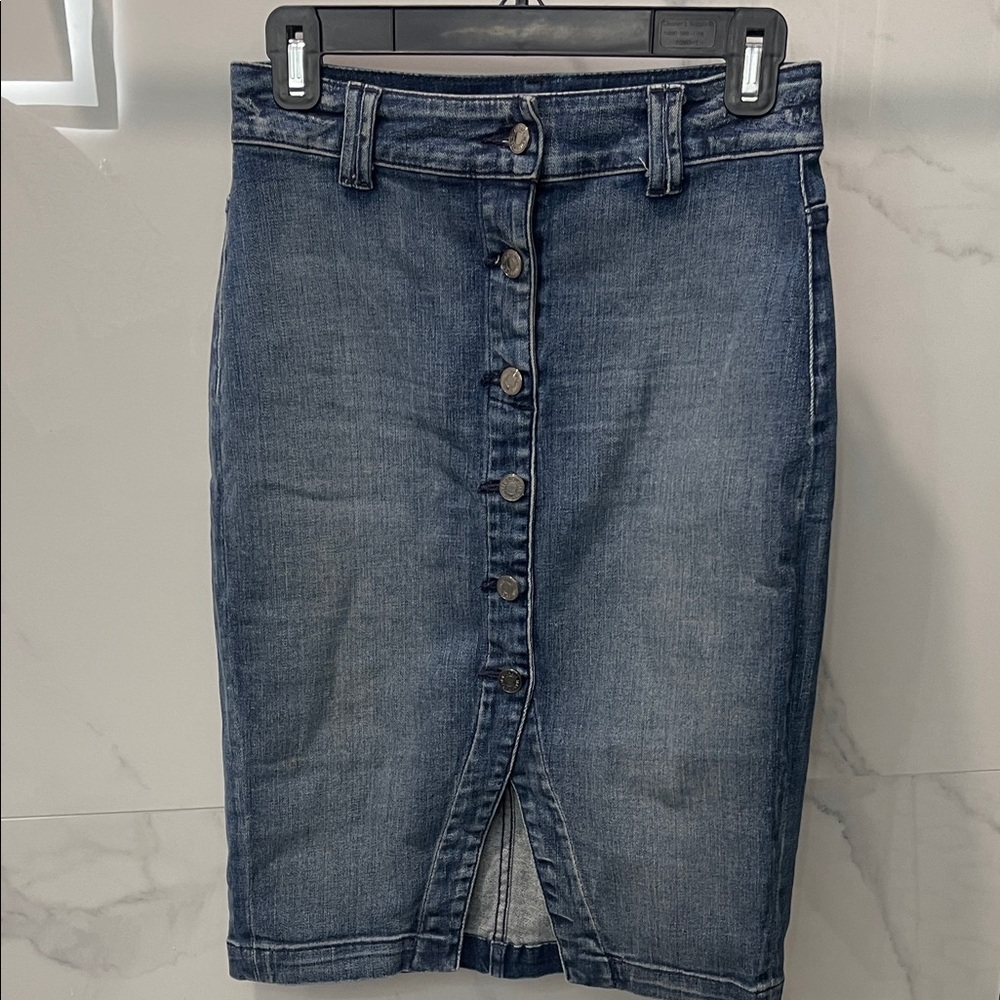 7 for all mankind Blue Denim Skirt
